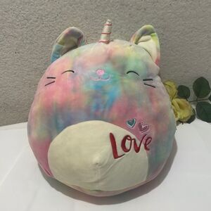 Squishmallow 12 inch valentines day edition Tie Dye Cali Unicorn Cat Caticorn